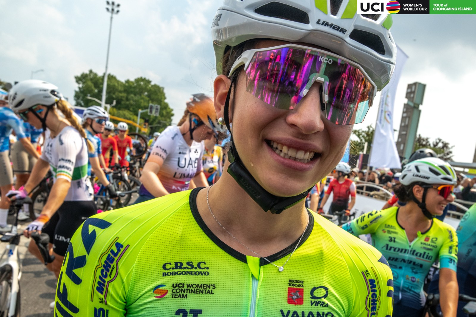 Romina Costantini sorride durante il saluto a Chongming